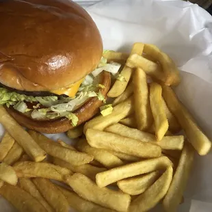 1/4lb cheeseburger and fries