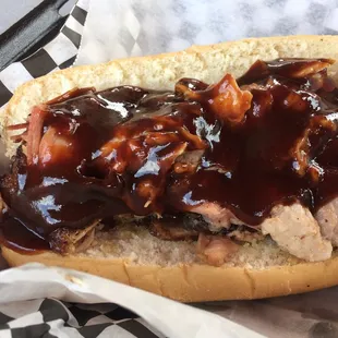 Huge BBQ pork sandwich
