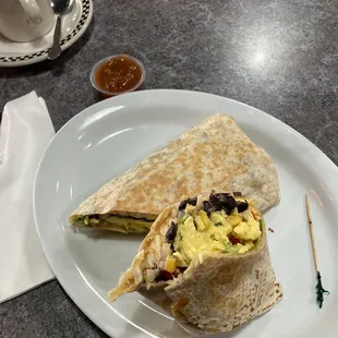 Breakfast veggie burrito