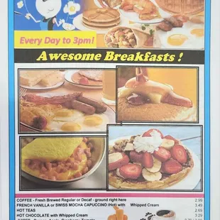 Breakfast menu as of 1/21/2024