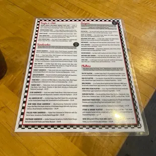 Back of Menu
