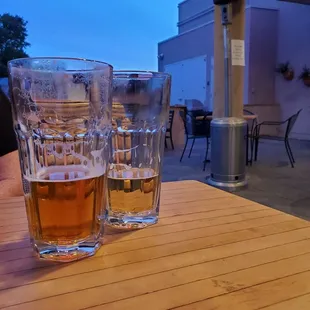 On the patio with wife... couple of beers and it is not even car show or Wednesday bike night!!