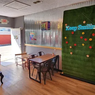 the interior of a cafe