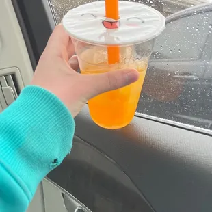 Very delicious over ice ,green tea and peach and mango pearls it's very good