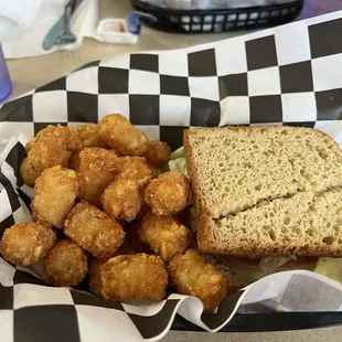 Gluten free Italian sandwich and tots