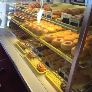 donuts in a display case