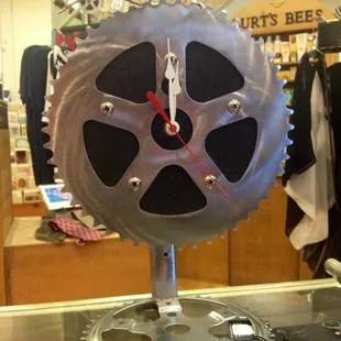Clock made out of bike parts
