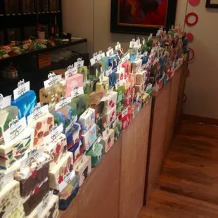 Over 100 different kinds of soaps with great designs in them