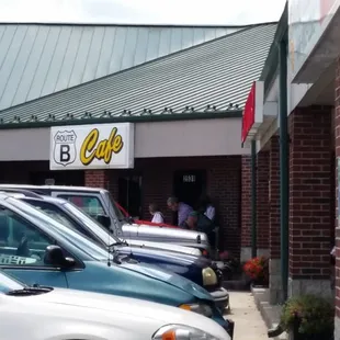 cars parked in front of the building