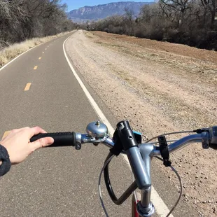 Riding the Bosque Trail on my bike from Routes