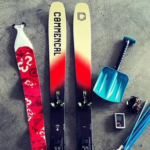 Avalanche kits and AT skis. A full backcountry package.