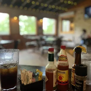 a variety of condiments