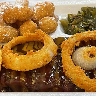 Ribs with southern collar green and sweet corn fritters
