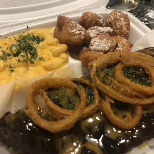 Half rack of Sweet Bourbon Ribs, come with two sides. I chose macaroni, corn fritters