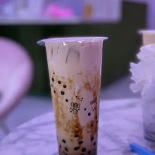 Signature brown sugar milk tea. Delicious.