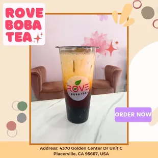 Experience the ultimate milk tea at Rove! The rich menu with many toppings options and enthusiastic staff will surely satisfy your taste.