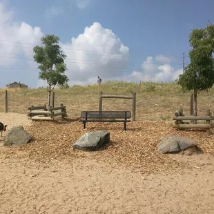 There are a couple of uncovered seating areas.