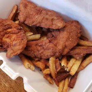 fish and chips, fish, food, seafood