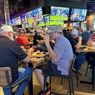 Bar area in the background