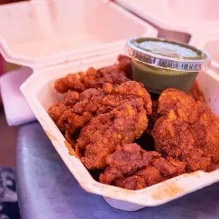 Smooth Operator - basically small well cooked tenders.  These are hot!  Without the bun protecting your lips, even the (2) Ruffian was hot.