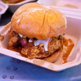 Big Rowdy - a reasonably big sandwich, not huge or anything.  Very flavorful!  I got it 'rowdy' spicy, and it was legit extra hot.