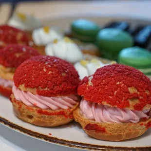 three pastries on a plate