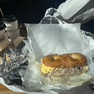 Cheesesteak Pretzel Sandwich