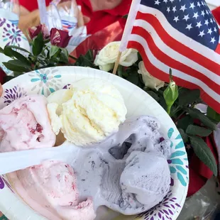 Strawberry, Pineapple, and Blueberry ice cream