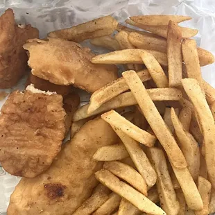Chicken Tenders; was supposed to get five, but got like 3 split in half