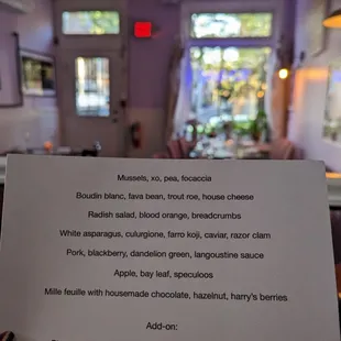 menu