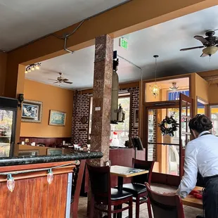 a woman sitting at a table