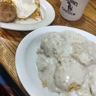 a plate of biscuits and gravy