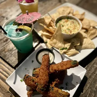 Zucchini Sticks and Spinach Artichoke Dip were so good!