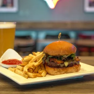 Roxie's famous Wagyu Burger! Absolutely delicious, especially with the addition of the crispy bacon!