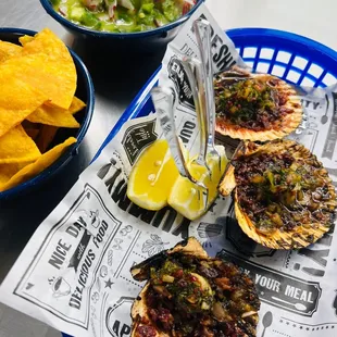 a variety of seafood dishes