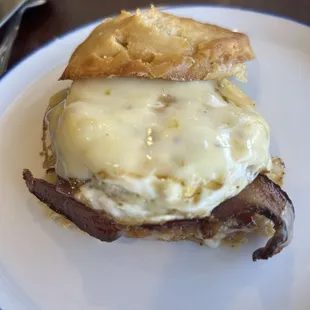 The biscuit egg sandwich w pepper jack and bacon. SO good!