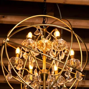 a chandelier with crystals