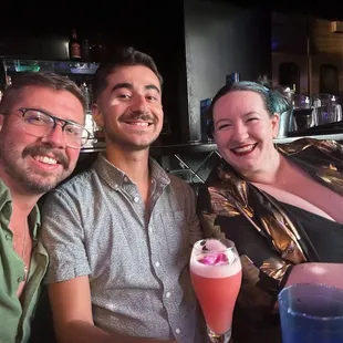 Smiles before the cabaret (and a yummy drink!)