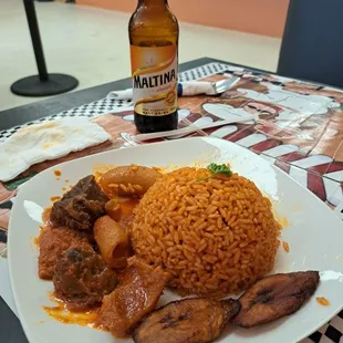 Jollof rice with mixed meats