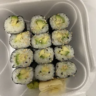 Two orders of avocado sushi