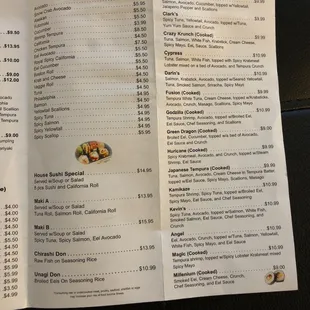 menu