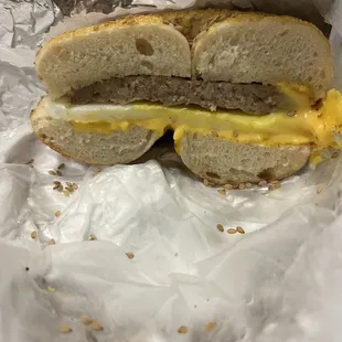 Sausage Egg &amp; Cheese on Bagel