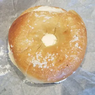 Salt bagel about to be in my tummy.