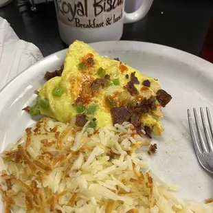 a plate of breakfast food