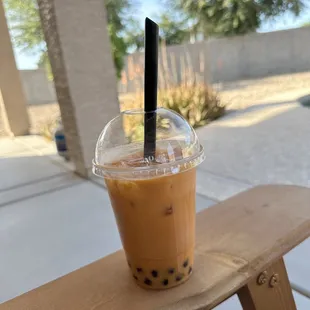 Thai tea with boba