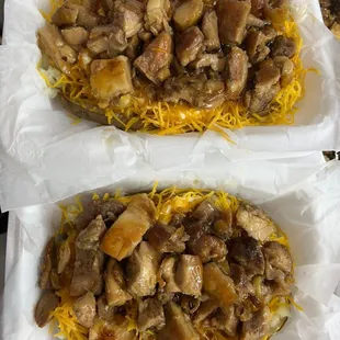 Bourbon baked potato with sour cream and cheese.