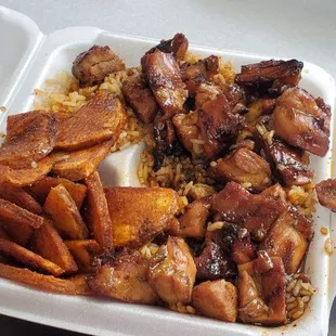 Burboun chicken and Cajun potatoes