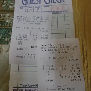 Final tab - lunch #1 (one person) and lunch #2 (two people).