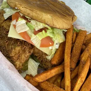 Crispy Chicken Sandwich &amp; Sweet Potato Fries