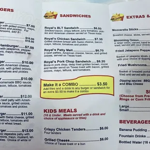 As mentioned the wide selection of Burgers available and extras.